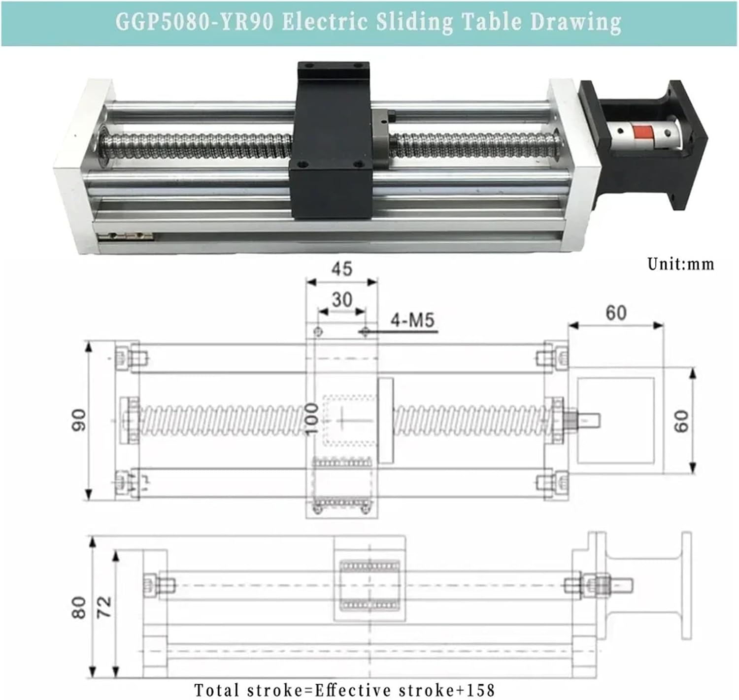 90mm Width Linear Guide Rail Electric Or Handwheel Sliding Table SFU1605/1610 BallScrew 50-1200mm Linear Actuator XYZ Axis CNC(for 60 Servo Bracket,SFU1605-1100 Stroke)