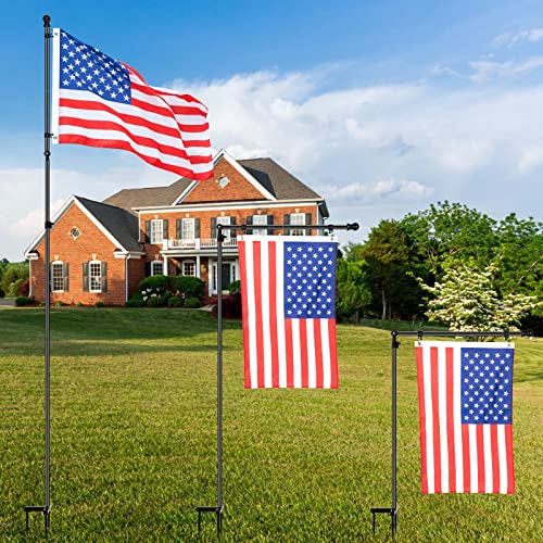 Aitjunz 3 In 1Garden Flag Stand With Flag, Garden Flag Holder Height Adjustable From 2.4-8Ft, Tangle Free Garden Flag Pole, Wind Resistant/Rust Free/Black #TOP4