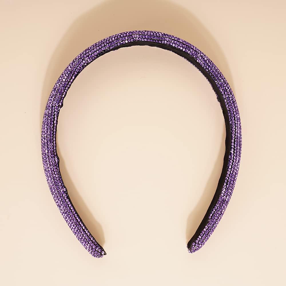 Wiwpar Rhinestone Headbands for Women Rhinestone Head Bands Wide Sparkly Hair Hoop Headbands Party Hair Accessories Purple (Style 2) - Image 6