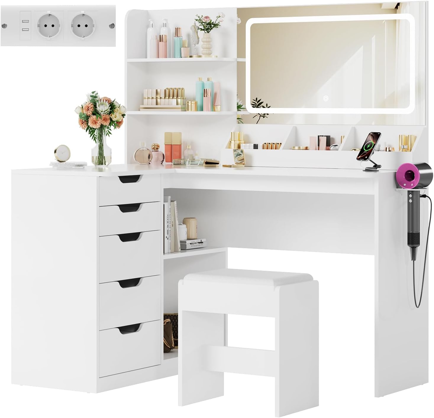 LED mirror light modes and brightness adjustment