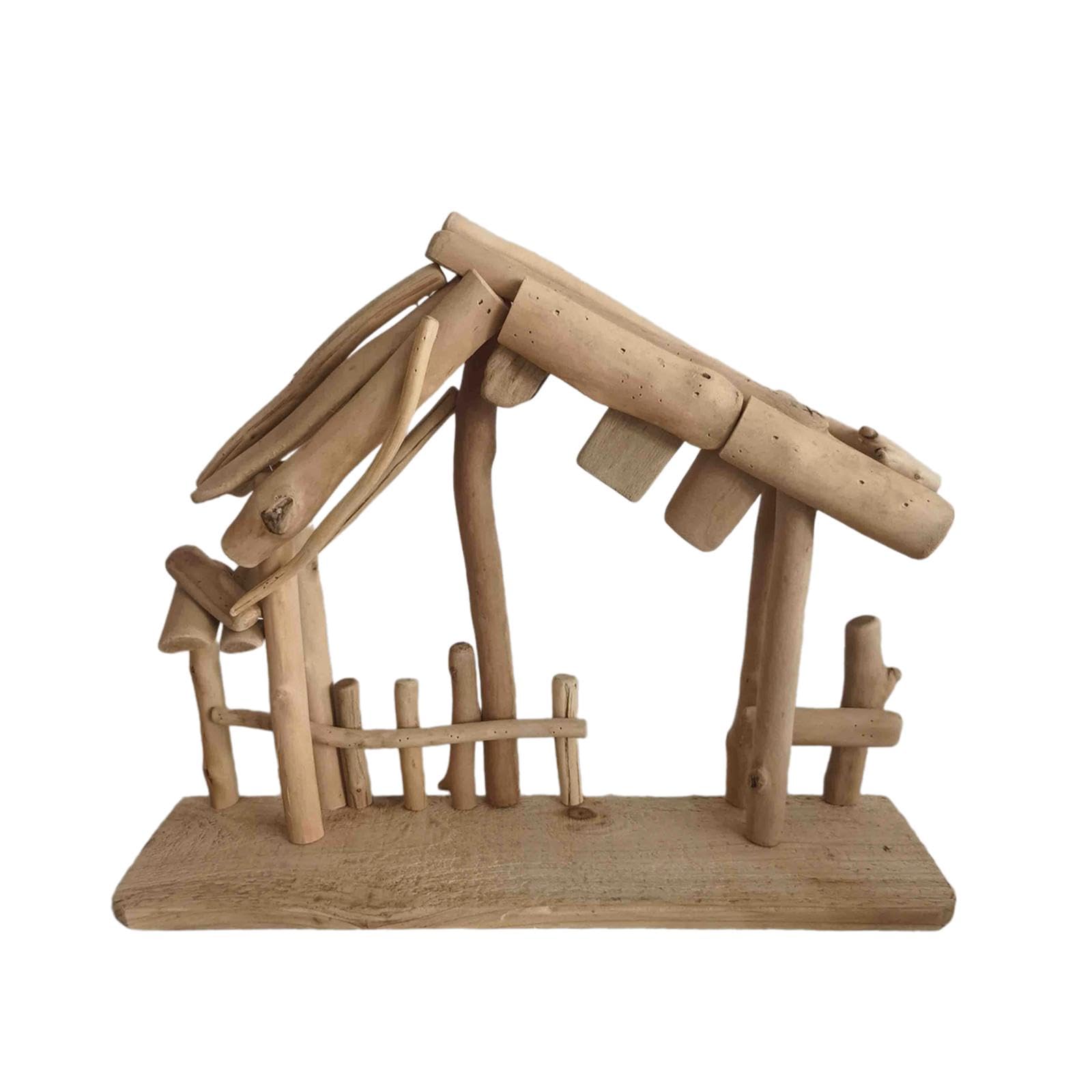 perfk Weihnachtsdekoration, Krippe, Holzstall, stabil, rustikales Ornament, Krippenstall für den Schreibtisch, Zuhause, Schlafzimmer, Weihnachtskrippe, Büro
