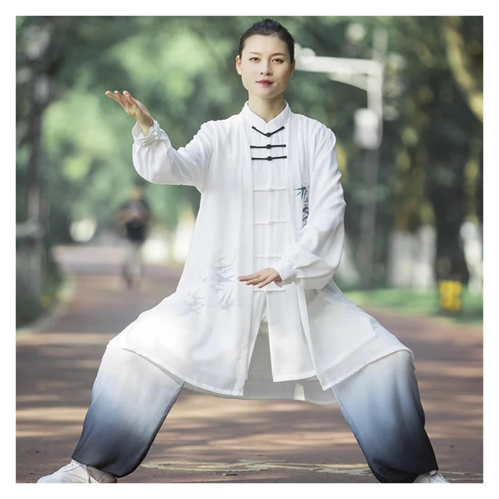 Traje de Tai Chi Color degradado manga larga, traje práctica, conjunto actuación artes marciales