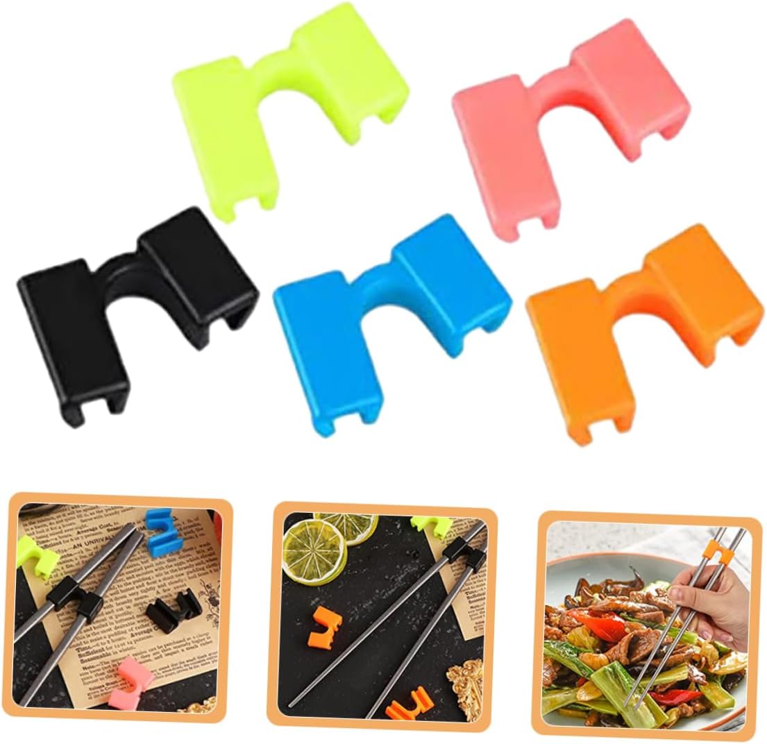 ULTECHNOVO 10pcs Chopstick Aid Training Utensils for Adults Beginners Reusable Chopsticks Helper Holder Connector Colorcoded for Easy Learning