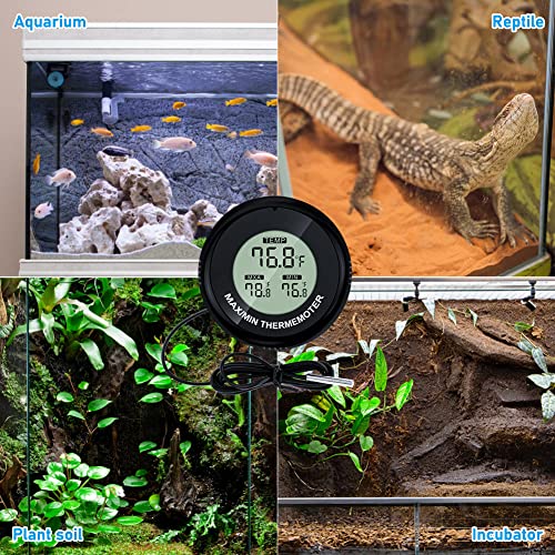 Digital Aquarium Thermometer, High Accuracy Fish Tank Thermometer For Fish Axolotl Turtle Tank Temperature Measurement, Led Thermometer Aquarium With Record Of Max And Min Temperature #TOP5