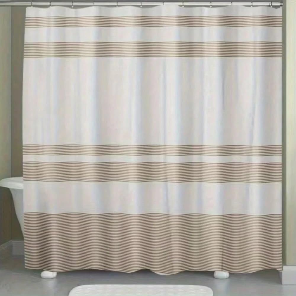 Rideau de douche chic marron clair neutre pour moderniser votre salle de bain