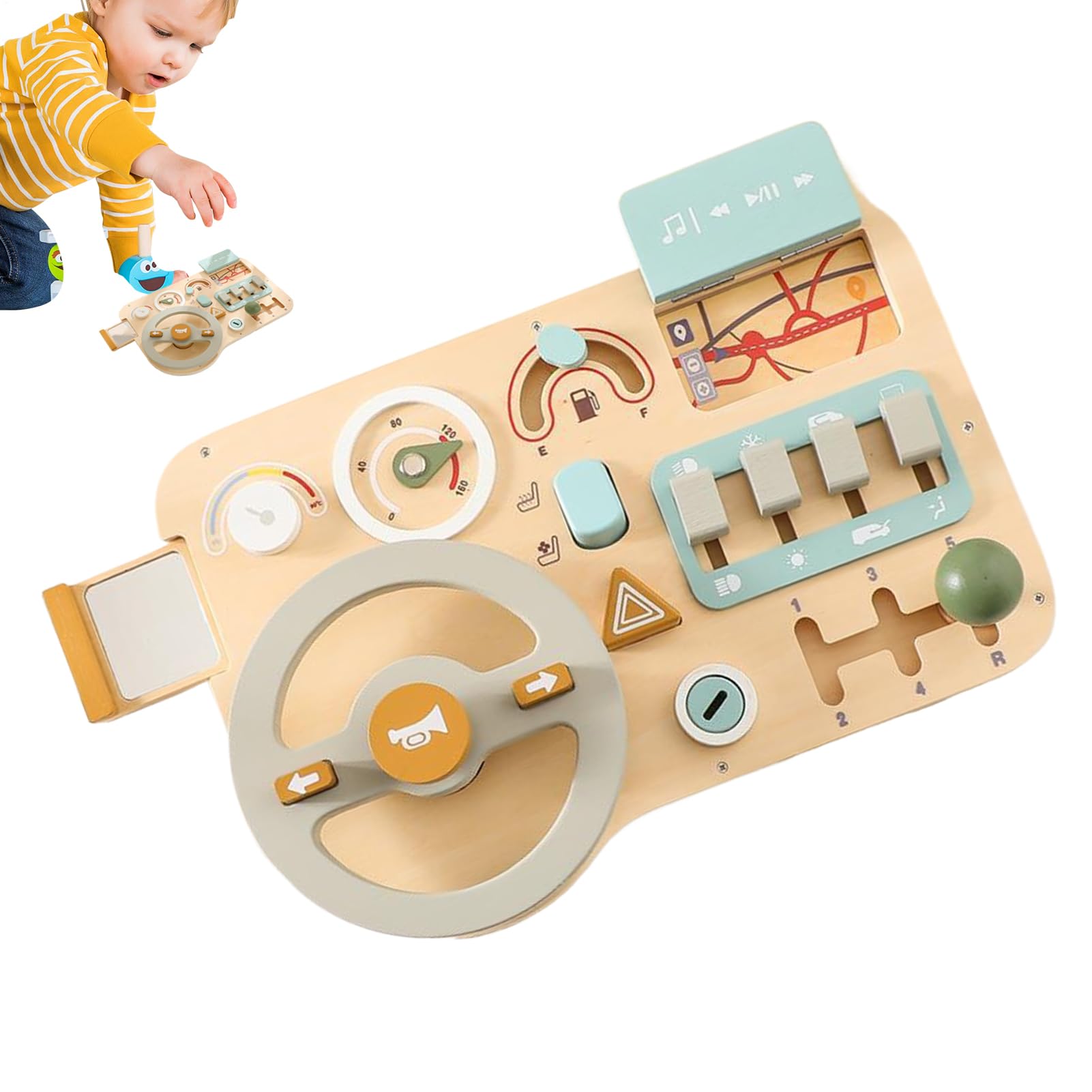 Generico Volante per Bambini Giocattoli Educativi di Guida in Legno | Antistress Giochi Sensoriali per Bambini Casa Aula Scuola Materna Feste Viaggi Compleanno