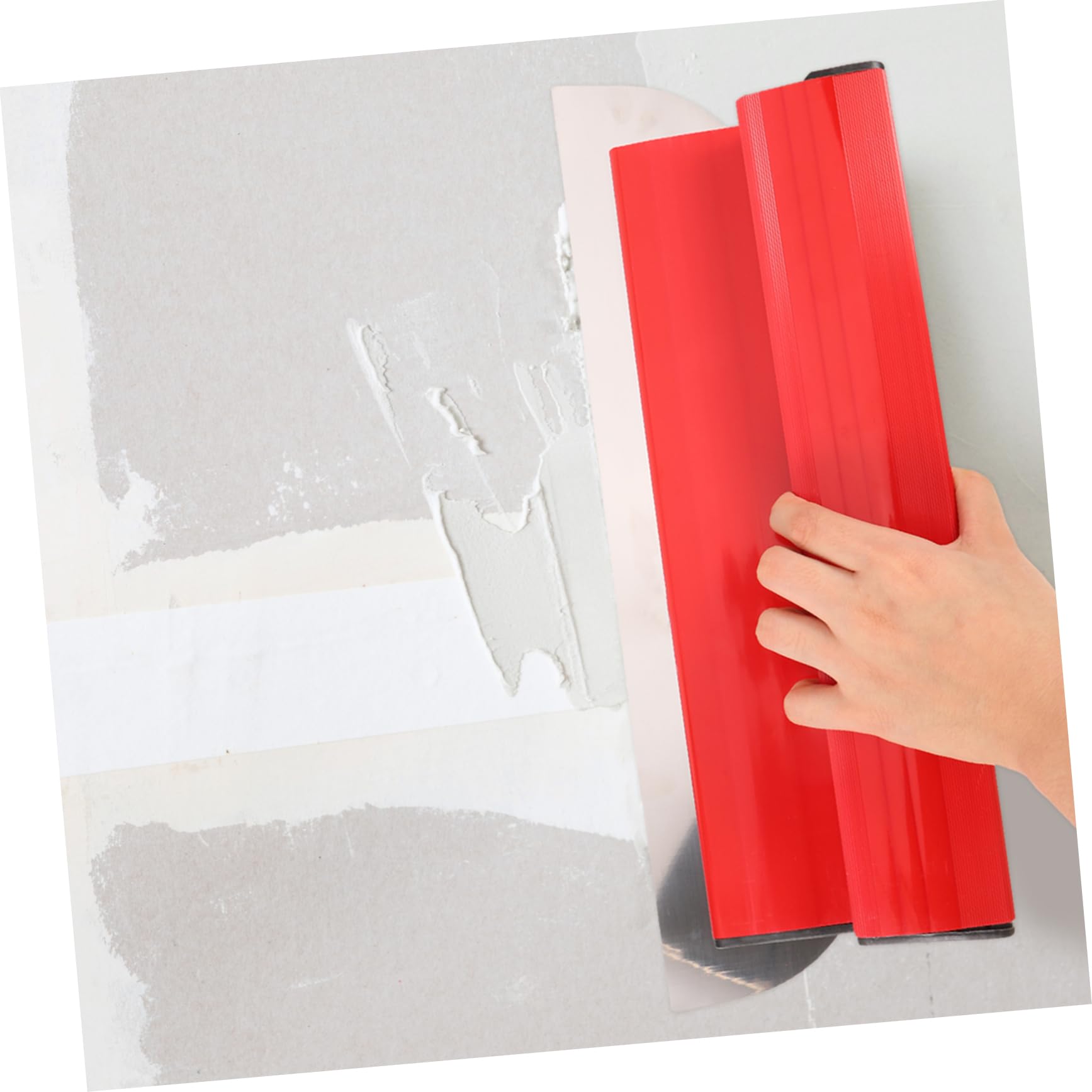 Set in Acciaio Inox di Spatola Lisciatrice per Cartongesso Rosso | Impugnatura Sicura e Confortevole, Uso Domestico, per Cartongesso e Plasterboard