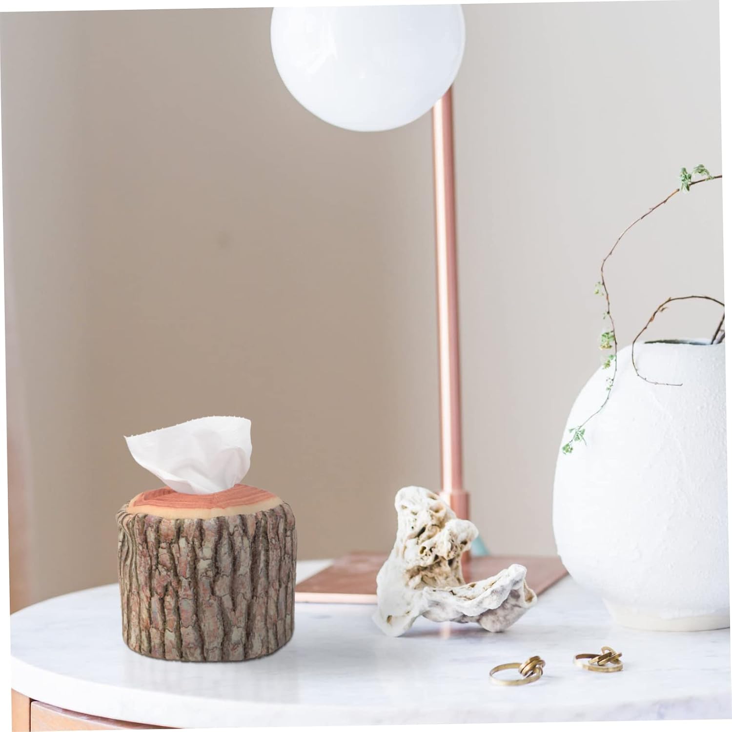 PRETYZOOM 3pcs Creative Tree Shaped Tissue Holder Decorative Napkin Box for Simple Design Light Brown for Desktop Nightstand Use image 3