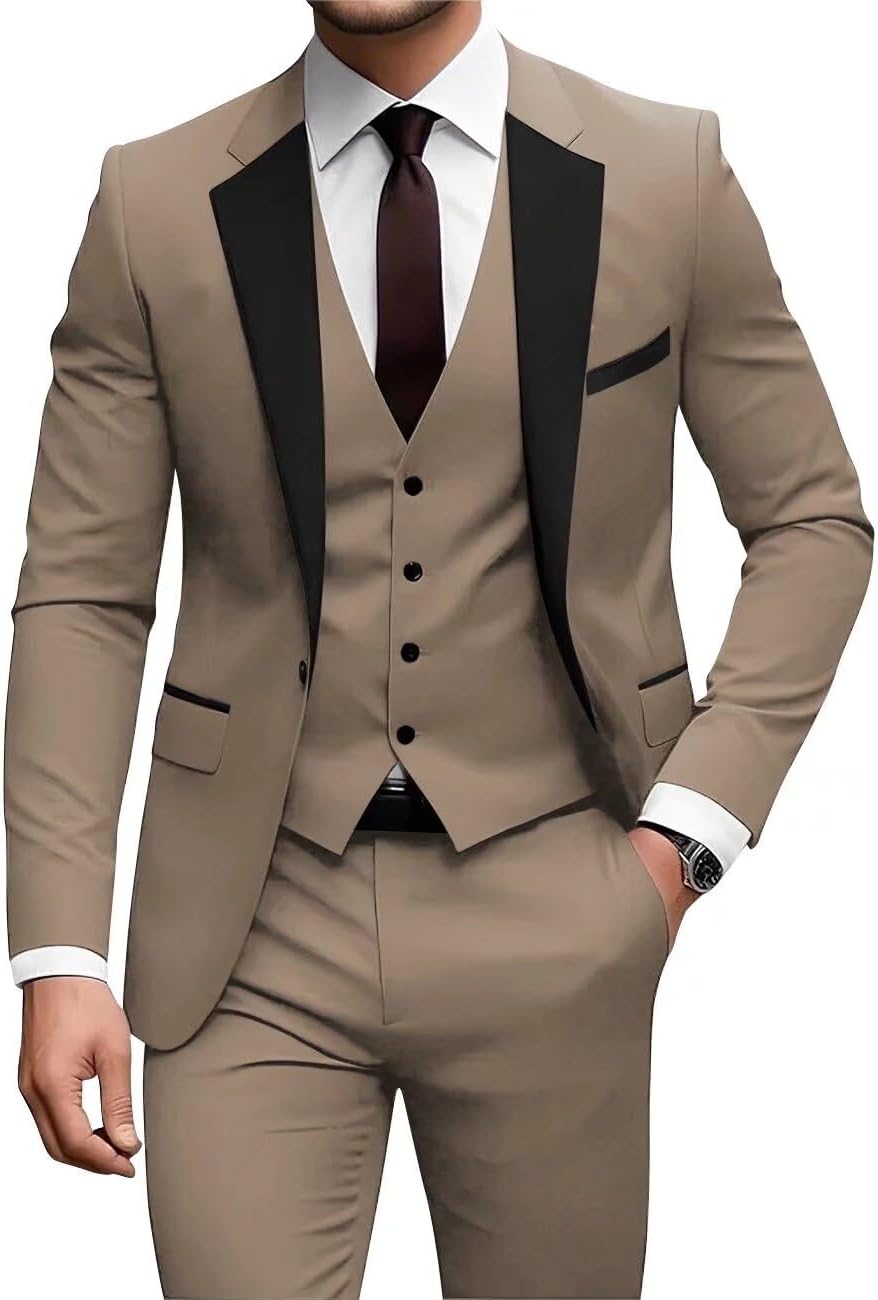 SUZHIMO Mens Suit 3 Piece Slim Fit Suit Tuxedo for Men Formal Business Suits for Wedding Prom Dinner Party
