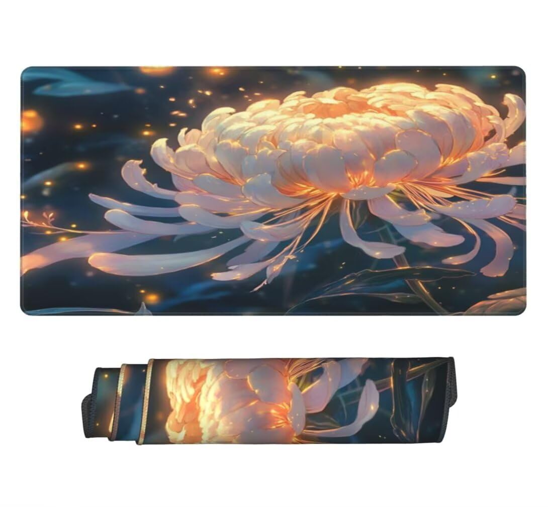 Tappetino Mouse XXL 1000x500mm Crisantemo Grande Mouse Pad, Tappetino Scrivania Grande Mousepad Gaming con Bordi Cuciti, Tappeto Scrivania con Base Antiscivolo per Ufficio e Casa (Onirico) -MP1556