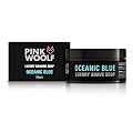 Pink Woolf Shaving Soap Bar for Men, OCEANIC BLUE, Contains Shea Butter, Moisturize Skin and Gives Traditional Shaving E