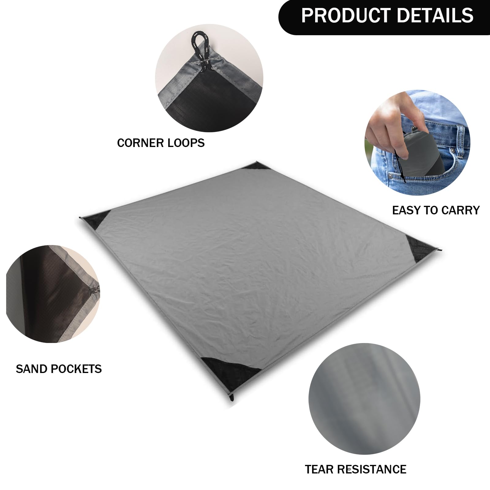 Mini Coperta Da Picnic Tascabile UYTAG – Impermeabile, Antisabbia, Leggera – 110x150 Cm – Per Spiaggia, Campeggio, Trekking E Festival
