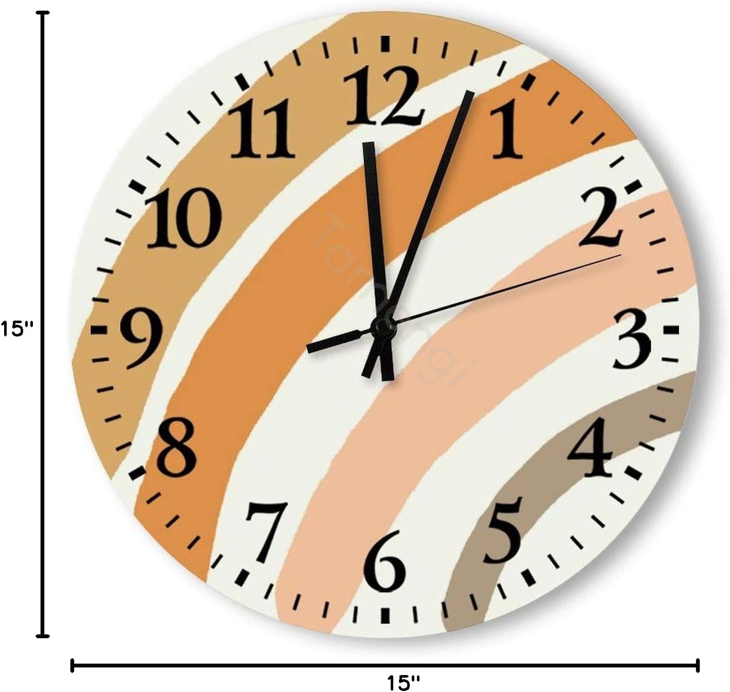 Tamengi Round Wooden Wall Clock Rainbow Nursery Pillow Boho Nursery 15" x 15" Battery Operated, Rustic Hanging Wall Decoration for The Bedroom, Living Room, Kitchen, Office Made in USA