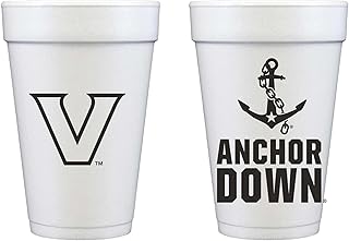 Officially Licensed Vanderbilt University Logo / Anchor Down Printed Foam Disposable Cups 16 oz - Insulated Coffee Cups 10 Pack - Cute Cup set for game day, Tailgating, Football Party Favors