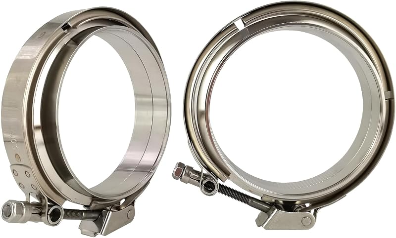 Kit Flange V-Band com Abraçadeira de Liberação Rápida GaeaAuto 5" em Aço Inoxidável – 2 unidades