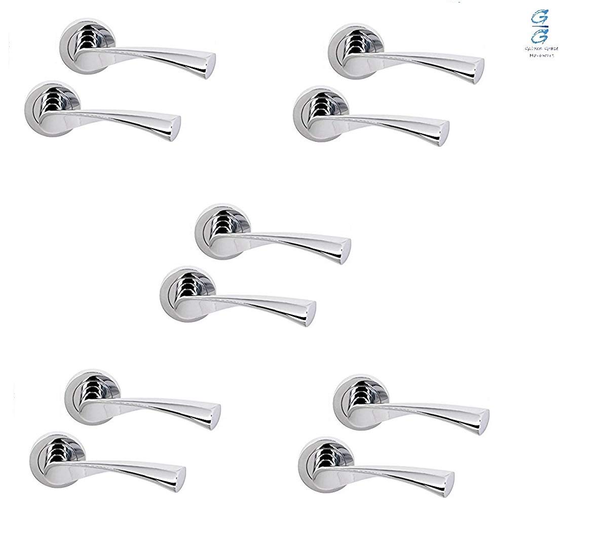 Golden Grace Astrid Polished Chrome Door Handle Set 5 Pack