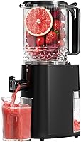 YOYDS Cold Press Juicer: 5.5" Wide Chute Slow Masticating Extractor for Whole Fruits & Veggies, Black
