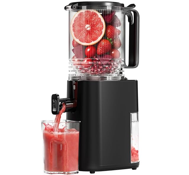 Cold Press Juicer 5 5inch Wide Feed Chute Juicer Extractor Machine Slow Masticating Juicer for Whole Vegetables Fruits