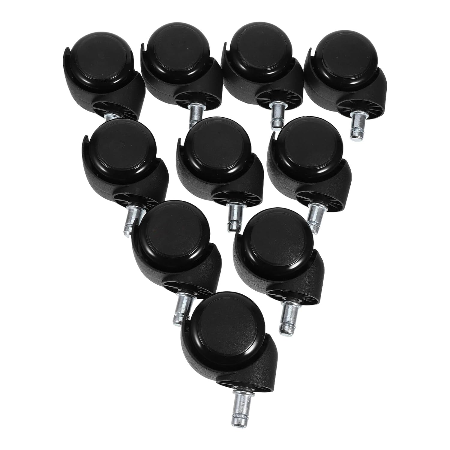 10pcs 2-inch Silent Rolling Office Chair Casters, Universal Swivel Stem Replacement Wheels for Hardwood Floors, Computer Desk Chair Furniture Accessories