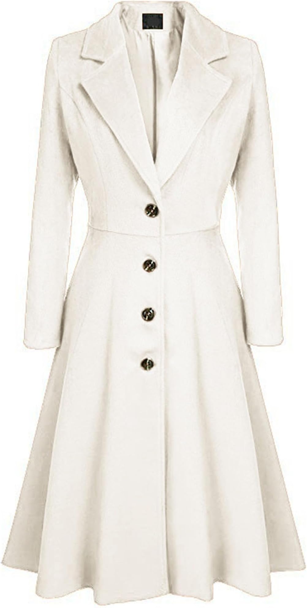 Maiyifu-GJ Women's Winter Wool Blend Dress Coats Notch Lapel Single Breasted Trench Coat Fashion Overcoat Jacket Outwear