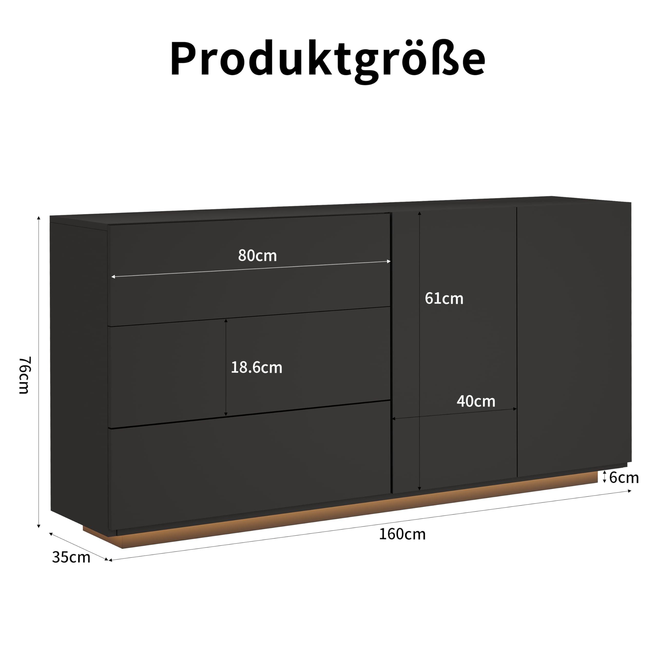 Wysoki połysk kredens z 2 drzwiami i 3 szufladami, nowoczesny kredens z oświetleniem LED, stolik pomocniczy, szafka bufetowa do salonu i jadalni