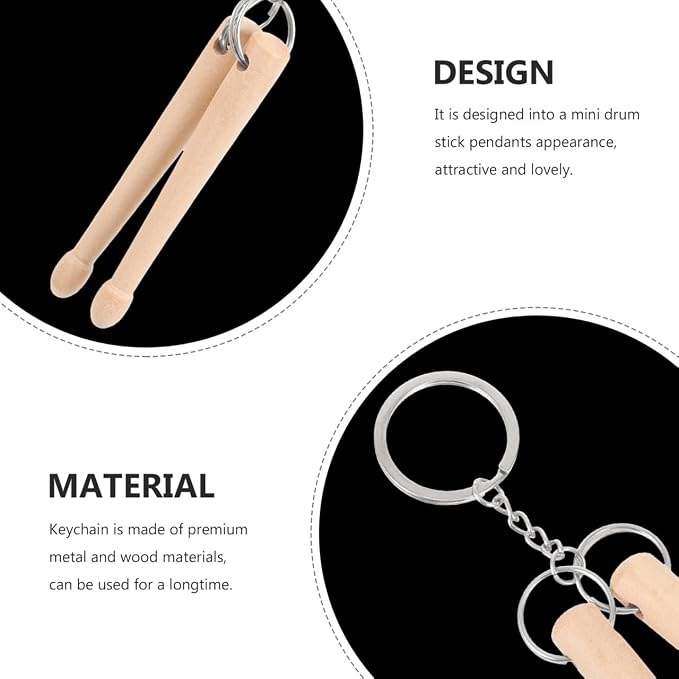 Llaveros de baqueta de madera 4 piezas miniatura 3