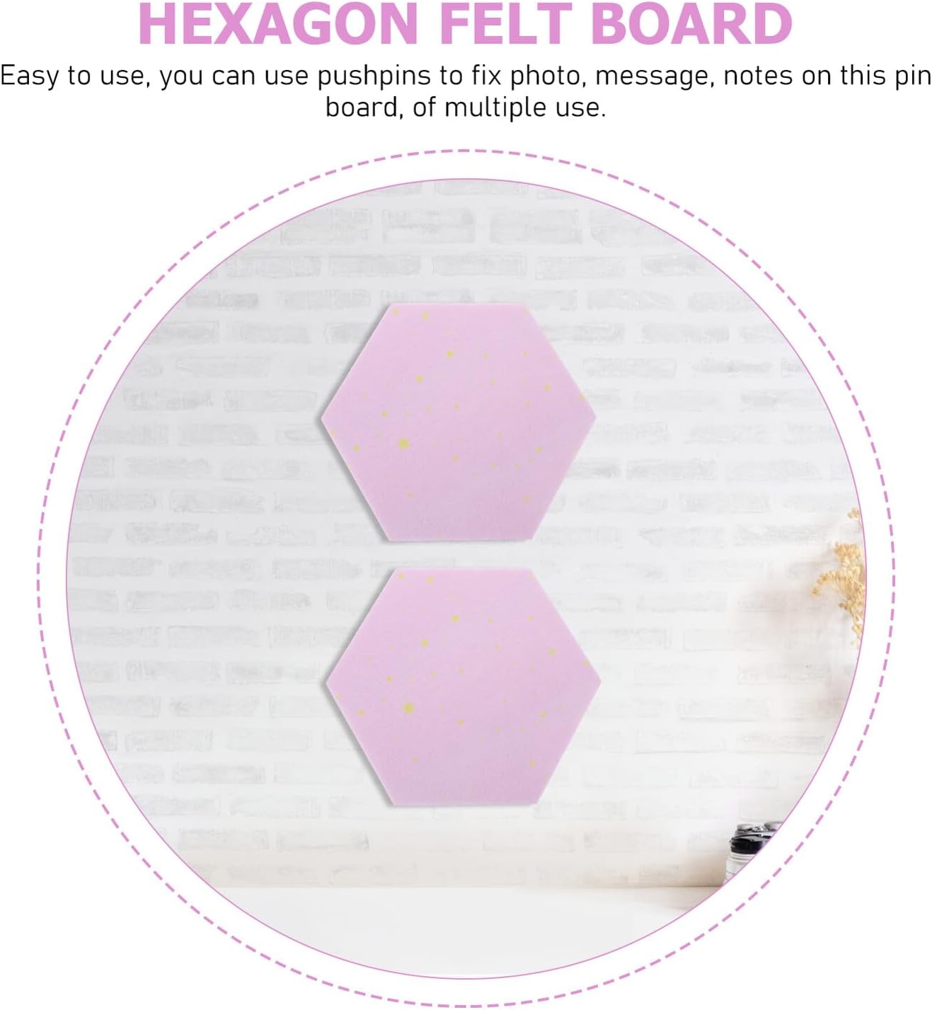 DOITOOL 6pcs Hexagon Felt Boards Tiles Self-Adhesive Memo Pin Board for Wall Home Office Decorative Bulletin Display with Lightweight Material and Patterned Design