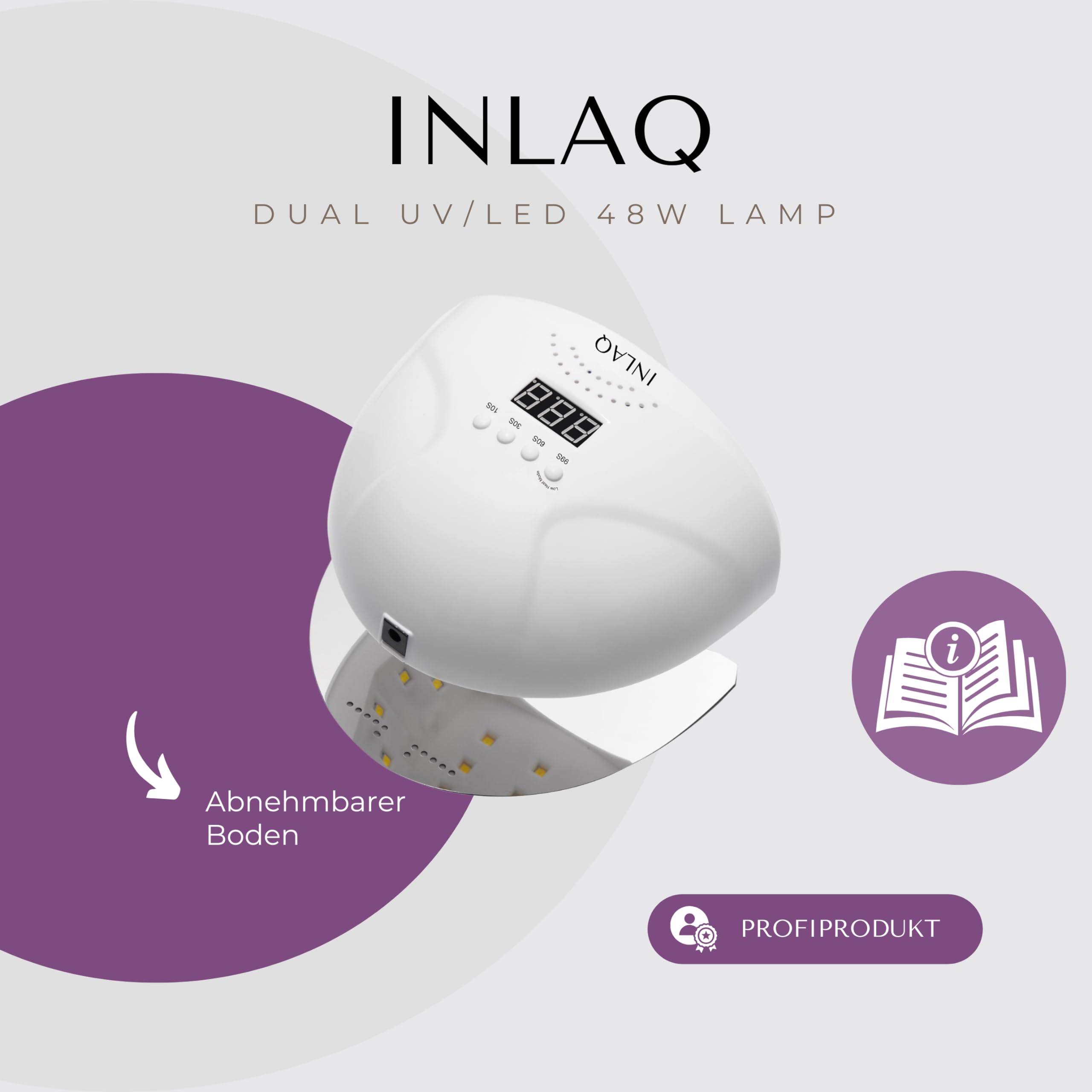 INLAQ® Dual UV/LED Hybrid-Nagellampe 48W - mit automatischem Sensor und LCD-Display für Heim und Nagelstudio, Geschenk zum Valentinstag für Frauen