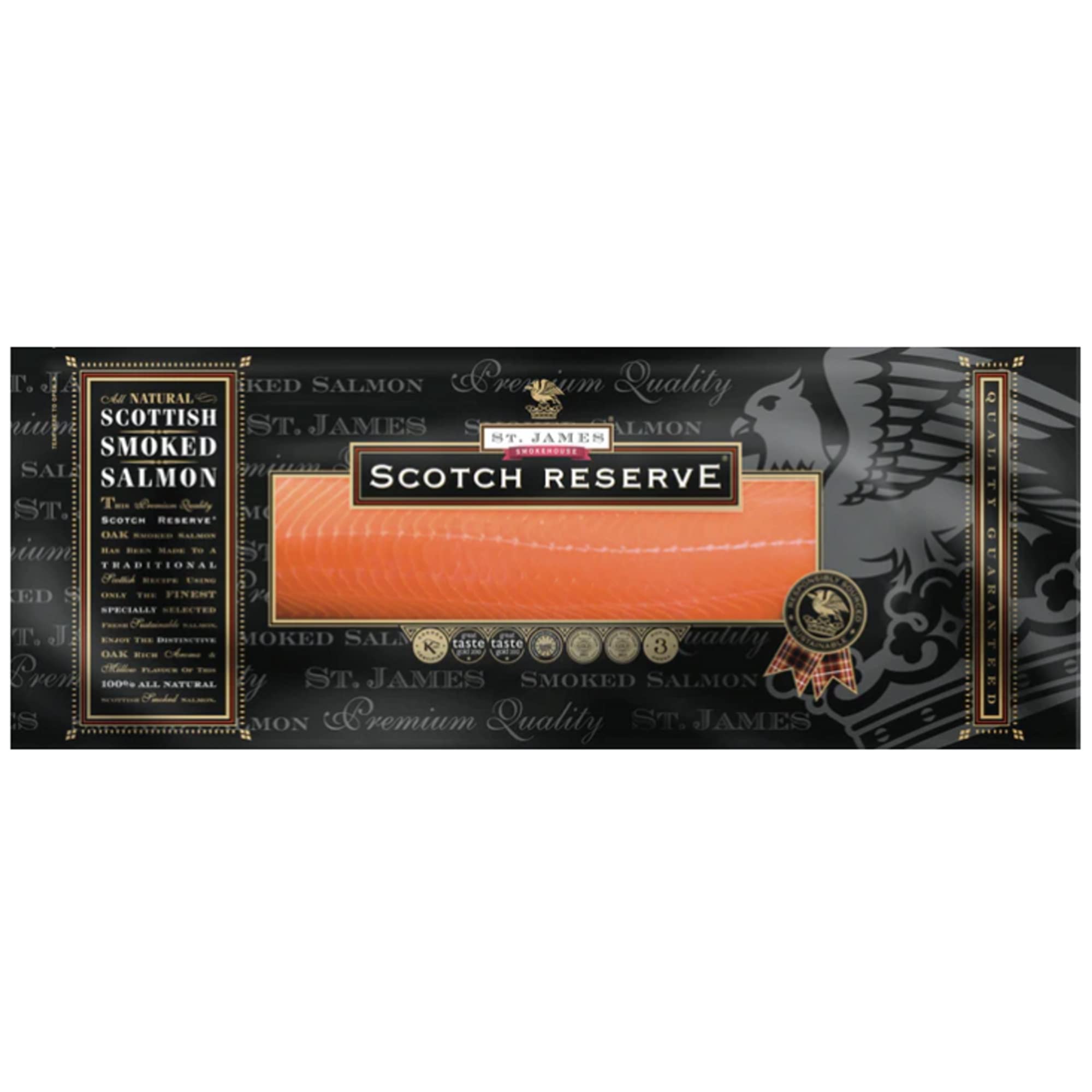 DR Delicacy - Scotch Reserve Scottish Smoked Salmon Tenderloin (450gm/16 oz), Salmon Smoked Cut Heart Fillet Fresh Meat.