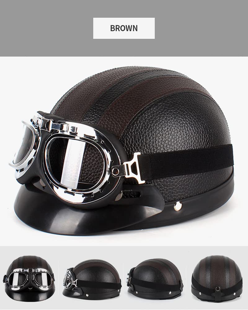 Casque Demi-coque Avec Lunettes – Pour Scooter, Vélo – ABS Anti-choc, Taille Réglable 54-62 Cm – Confortable Et Léger - 5