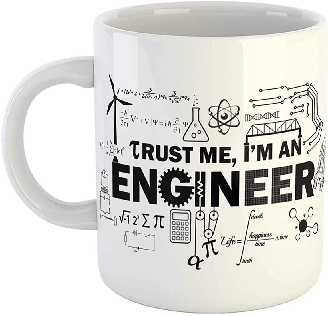 Happy Hours Trust Me I'm an Engineer, Ceramic White Coffee Mug, Birthday Gift, Engineers Gifts Idea, Printed Ceramic Coffee Mug (11oz) 325ml