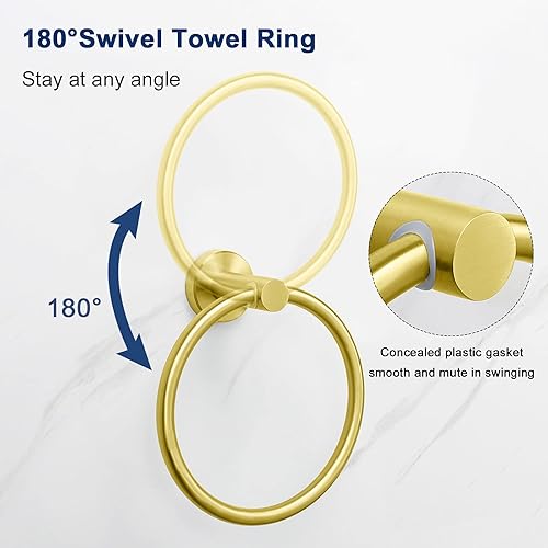 Miniatura 58 de NearMoon Anillo de toalla de baño, accesorios de baño, soporte grueso de acero inoxidable para toallas de baño, moderno colgador redondo para Negro