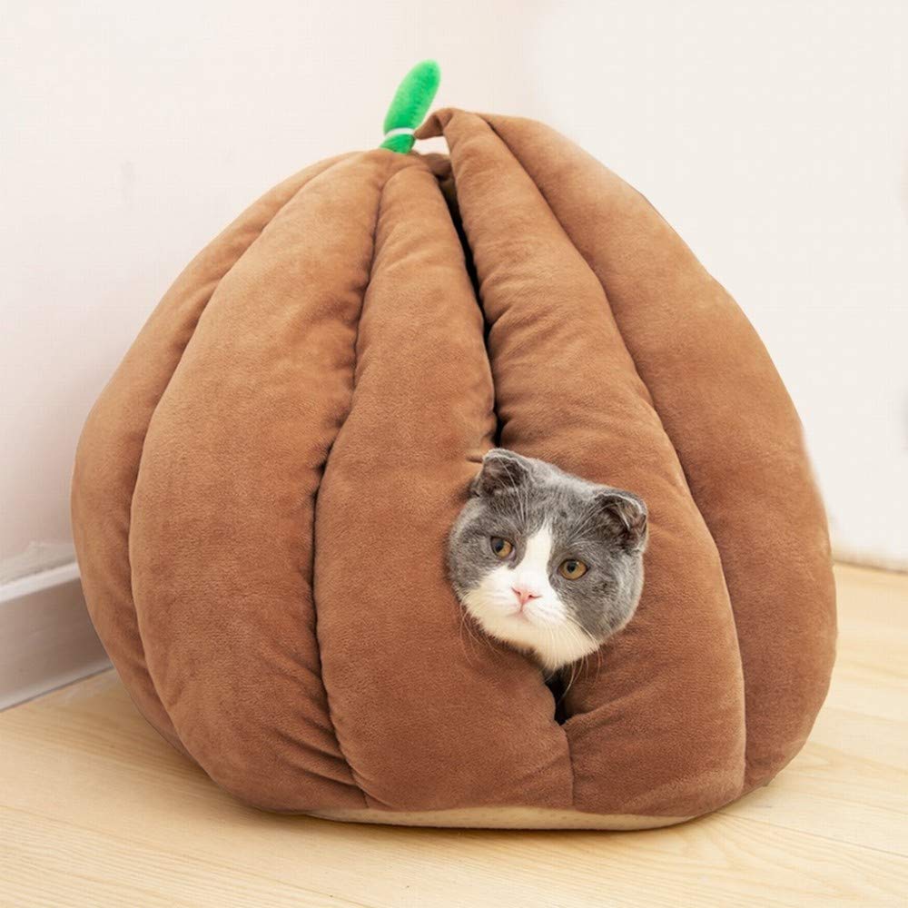 Sac de couchage chat de potiron amovible pour salon cosy