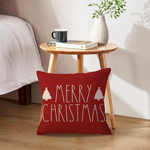 Miniatura 9 de Fundas de almohada rojas de Feliz Navidad, decoraciones de vacaciones de invierno, árbol de Navidad, copo de nieve, decoración de Navidad,