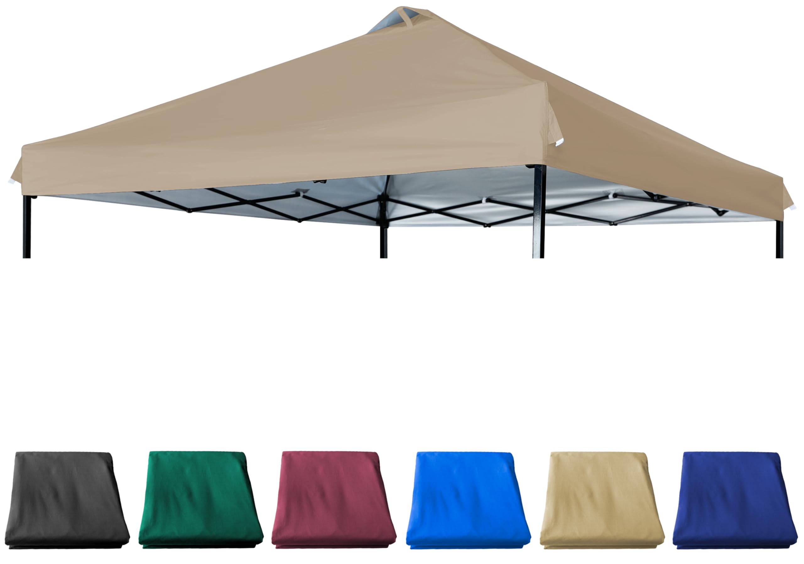 Photo 1 of JANCANOPY 10x10 Canopy Replacement Top with Air Vent Silver Coated for Straight Leg Canopy Frame, (Khaki)