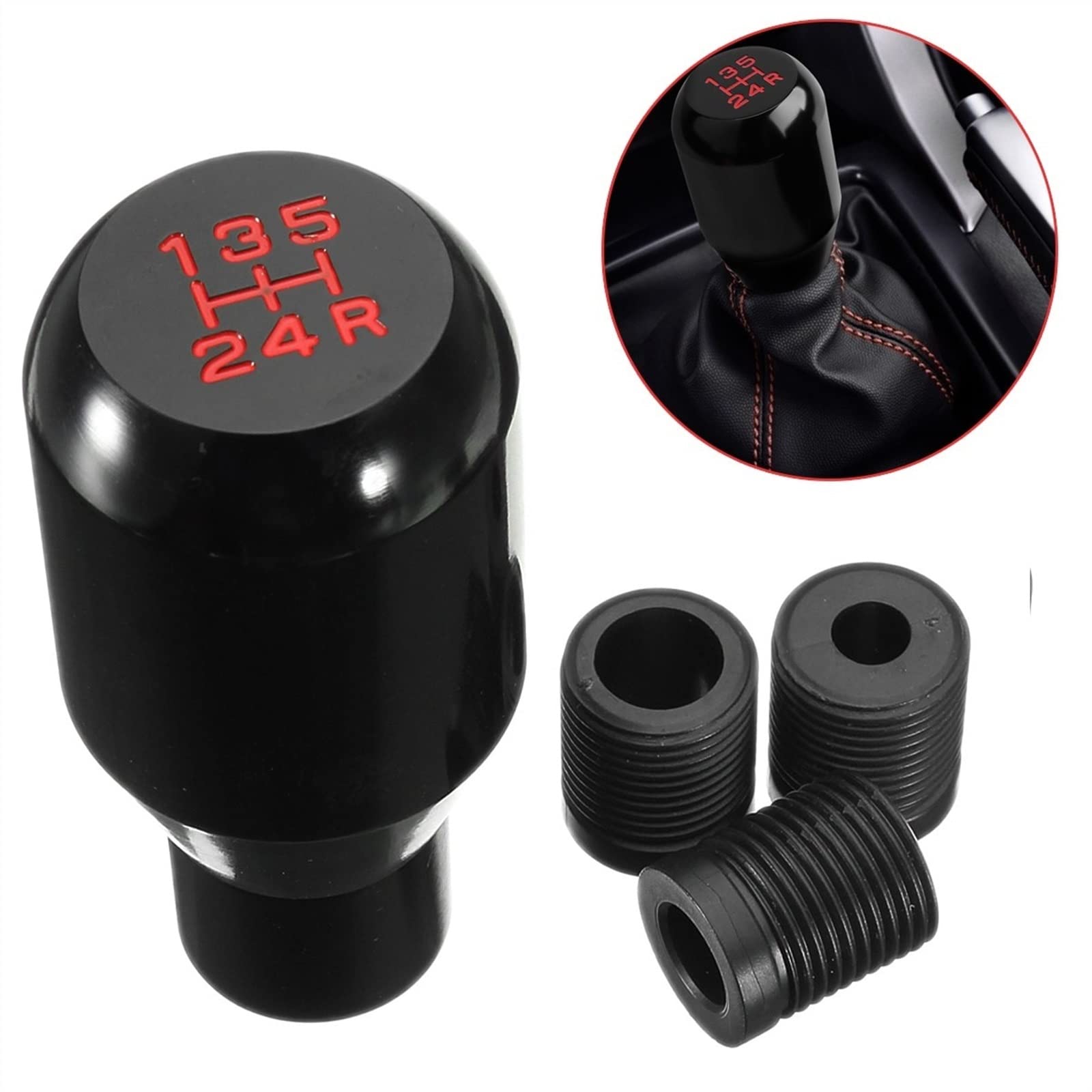 Pomello del Cambio per Auto, Universale, 5 Marce, in Alluminio, Manuale, Leva del Cambio, Pomello del Cambio, Nero, Pomello del Cambio, Testa del Cambio, Pomello del Cambio