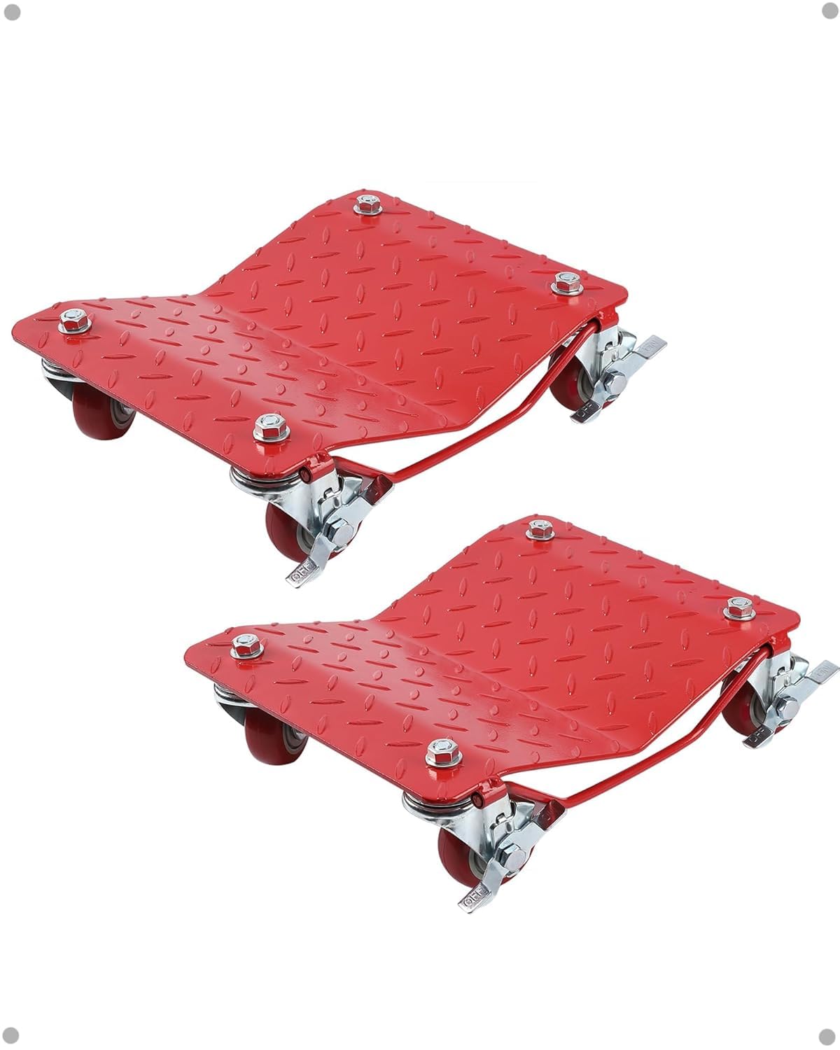 Set di carrelli per ruote auto per carichi pesanti, capacità 4000 libbre, set di 2 carrelli per ruote, carrello con supporto per pneumatici per spostare auto, camion, motociclette, barche, rosso