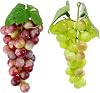 EQLEF 2 Bunches Artificial Grapes Plastic Fruits for Decoration, Green and Red Fake Grapes Fake Fruit Simulated Fruit for Home Kitchen Party Decor Vintage Wedding Favor (Grapes),17cm