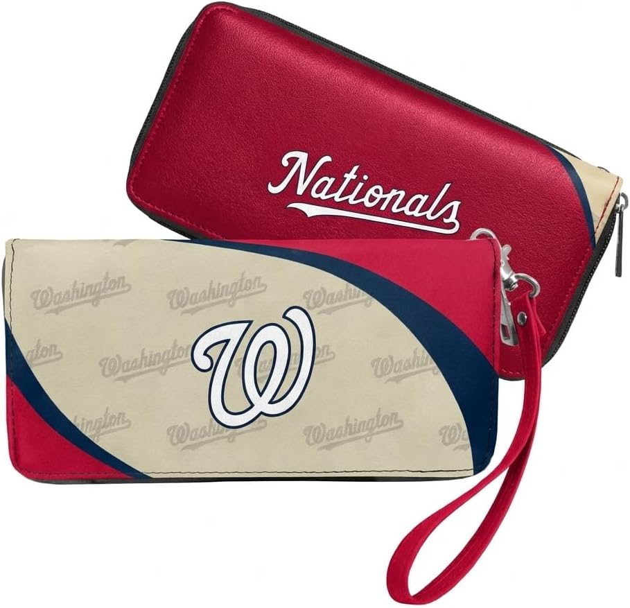 Littlearth MLB Washington Nationals Curve Zip Organizer Wallet, Wristlet and Wallet in One, Team Color, 8 x 4 x 1 Inches