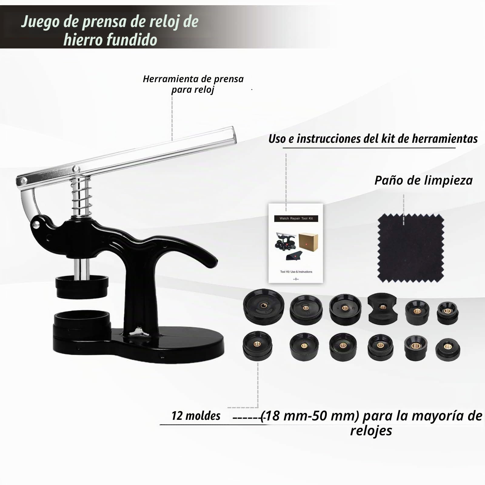 Kit Reparación Relojes, GLDCAPA Kit Profesional de Reemplazo de Baterías de Relojes, Kit de Herramienta de Remoción de Eslabones de Relojes, Juego de Prensa de Relojes con 60pcs de Baterías de Relojes