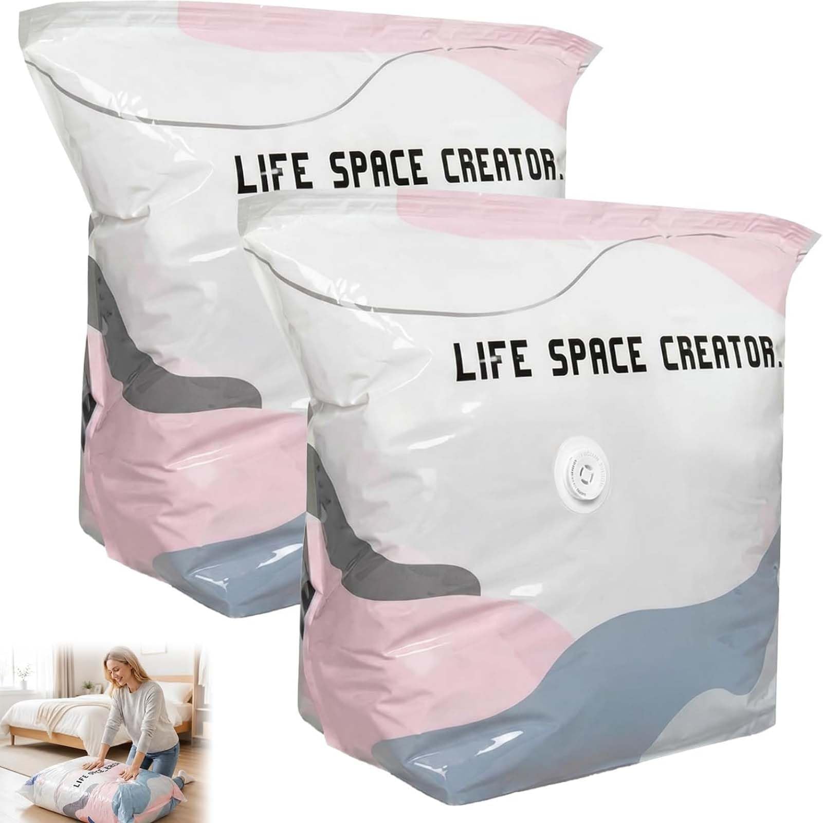DTSXFTLY 3D Standing Vacuum Storage Bags No Pump Needed Self Compression Bags,M,2