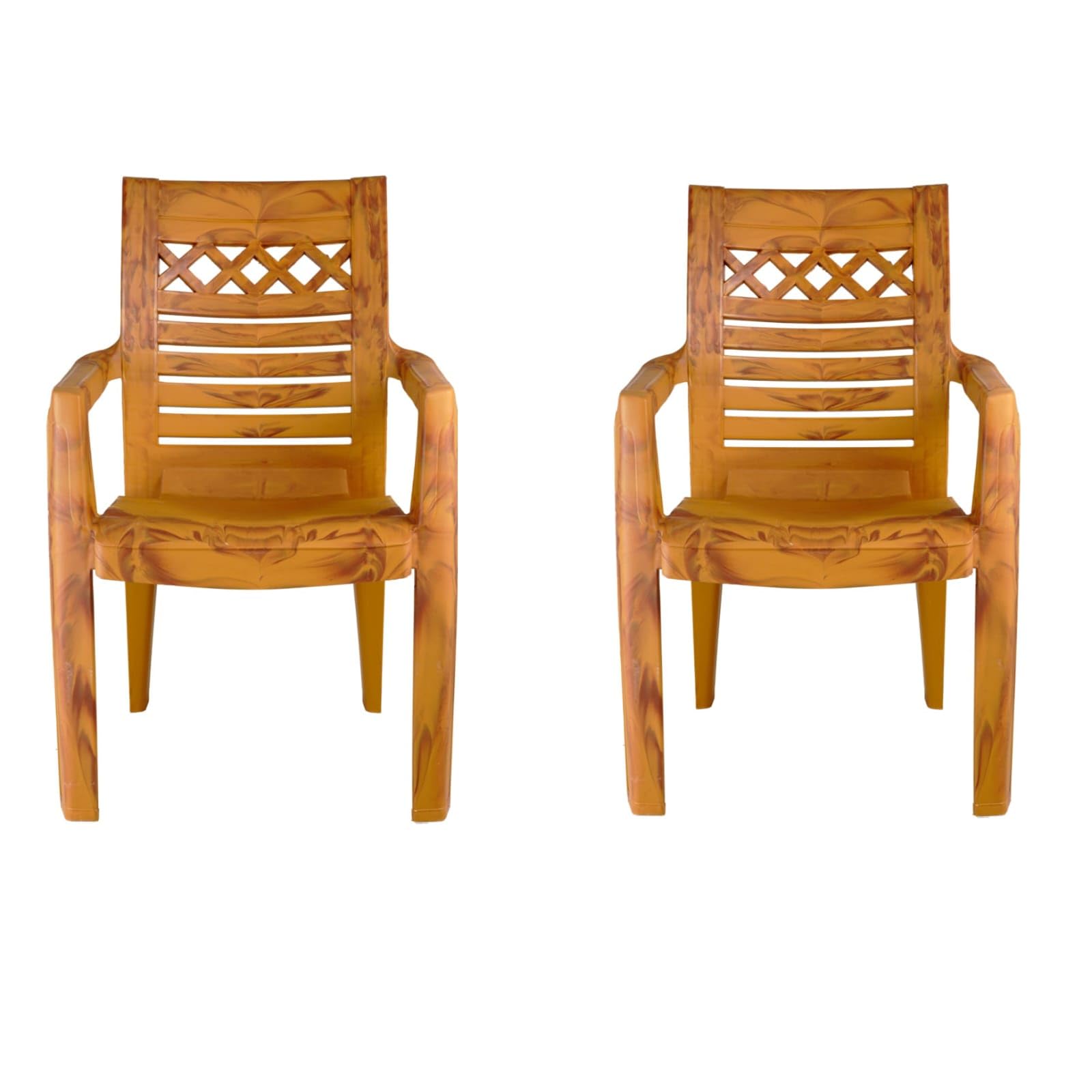 Viswa Spine Ultra Plastic Chairs for Home Outdoor & Garden Living Room Strong and Structure Gold Colour Set of 2