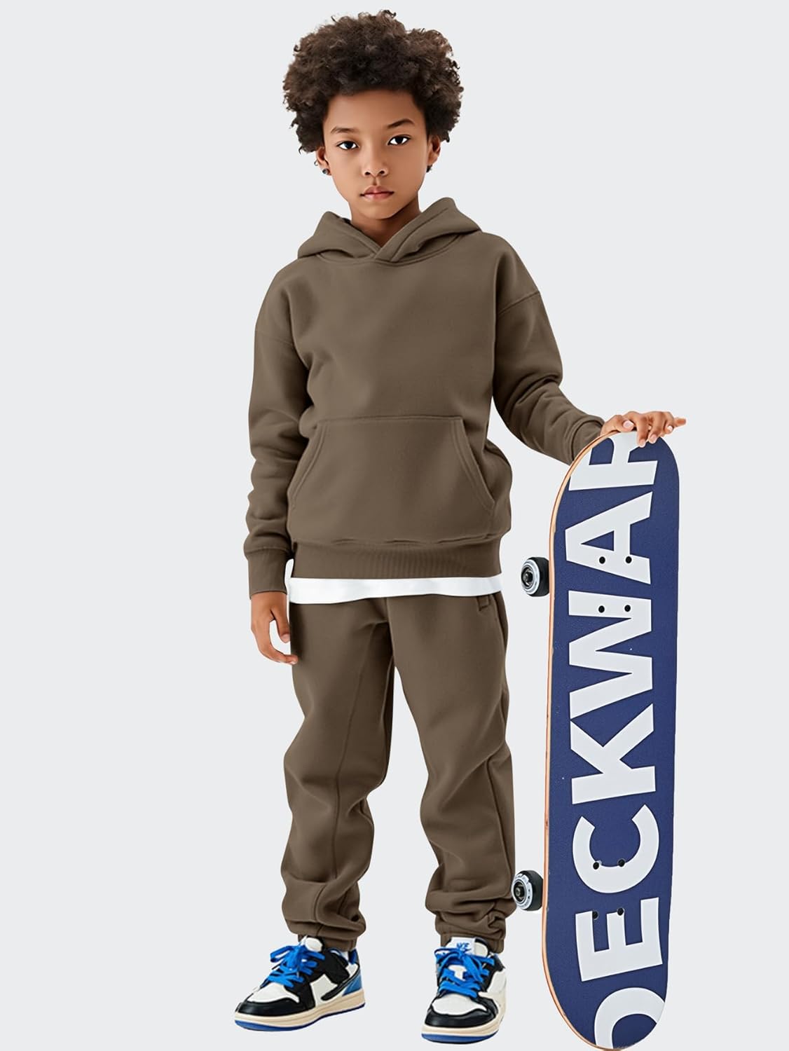 YKR Kids Sweatsuit Girls Boys Fleece 2 Piece Outfits Hooded Sweatshirt and Jogger Sweatpants Athletic Clothing Sets - Image 4