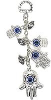 Vista 10 de LUCKBOOSTIUM Door Charm Evil Eye Keychain for Protection - Evil Eye Car Hanging Ornament and Rear View Mirror Accessories Azul