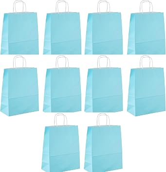 B k m Sapl  Kraft Ka t  anta Karton Hediyelik Po et Torba - A k Mavi -18x24 Cm. - 10 Adetlik Paket