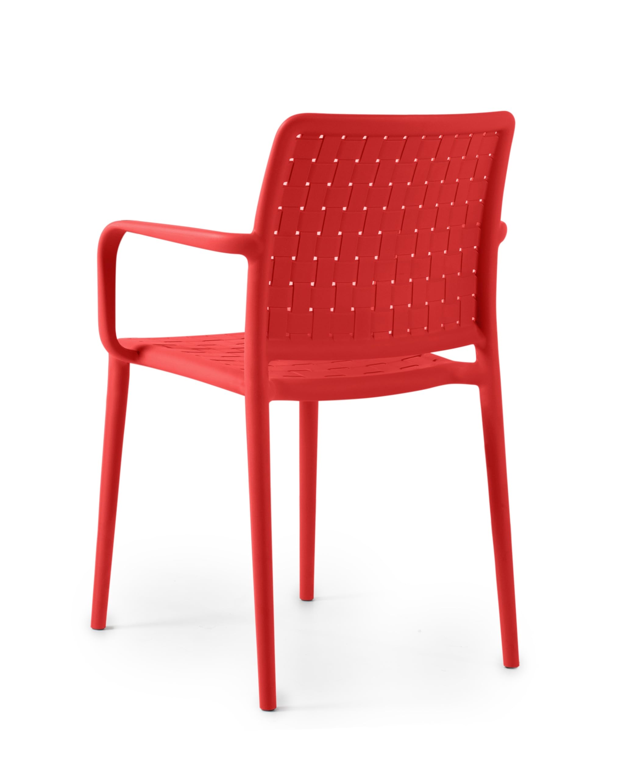 PAPATYA Fame-K Designstuhl mit Einer Belastbarkeit von 200 kg stapelbar, Terassenstuhl aus Kunststoff UV beständig, Leichter Stuhl mit Rückenlehne für Balkonstuhl aus Polypropylen (1, Rot)