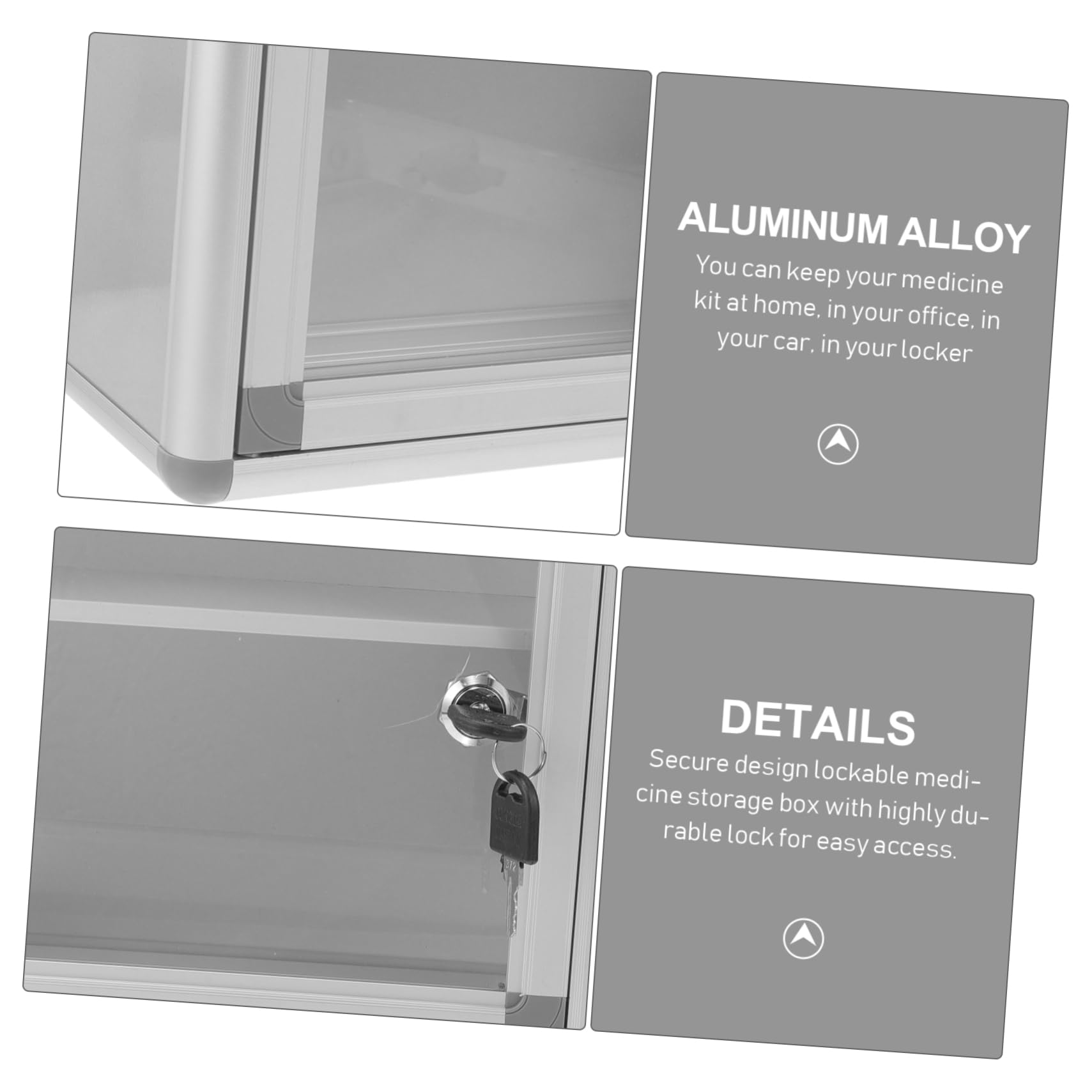 Homoyoyo Caja Botiquín de Primeros Auxilios Cerradura y Aleación de Aluminio para Almacenamiento Seguro en Camping y Coche