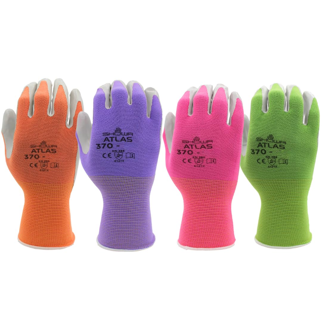 SHOWA Atlas 3704C Professional Nitrile Work Gloves, Breathable High-Dexterity Precision Grip for Landscaping, Gardening & Assembly, General Purpose