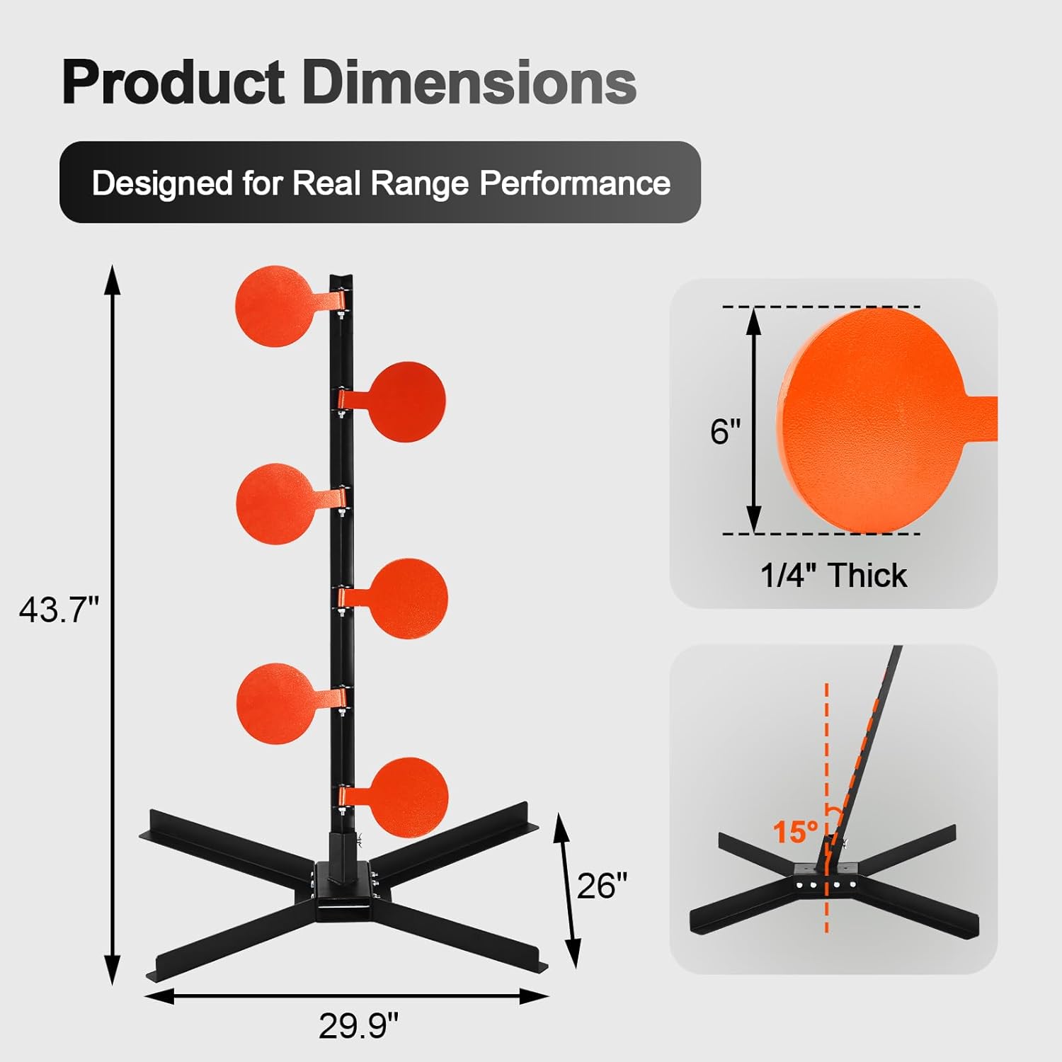Dueling Tree AR500 Steel Targets for Shooting, 6 Paddle Self Resetting Shooting Target, Heavy Duty Steel Shooting Targets System, Reactive Target with Stable Base for Pistol Rifle Range Training