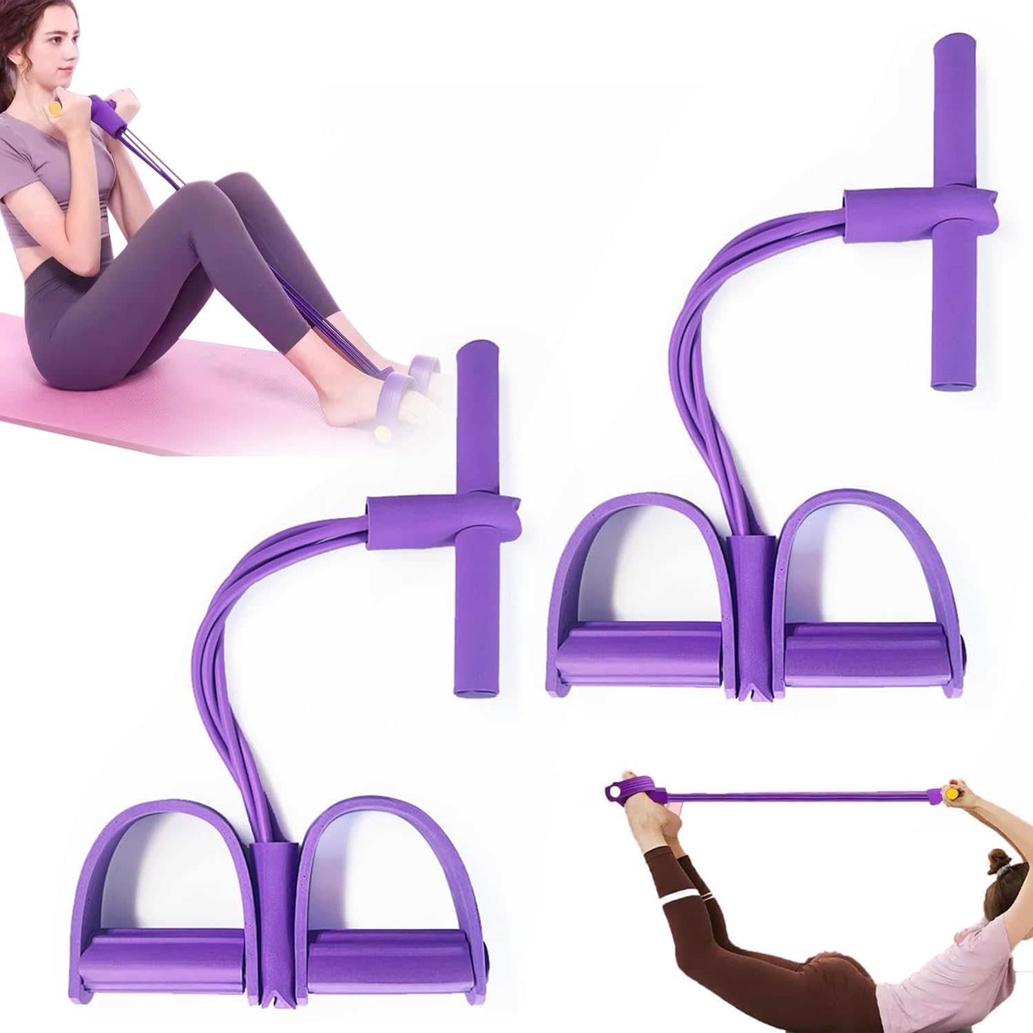 21 Fitness Resistance Bands-4 Tube Pedal Ankle Puller,Sit...